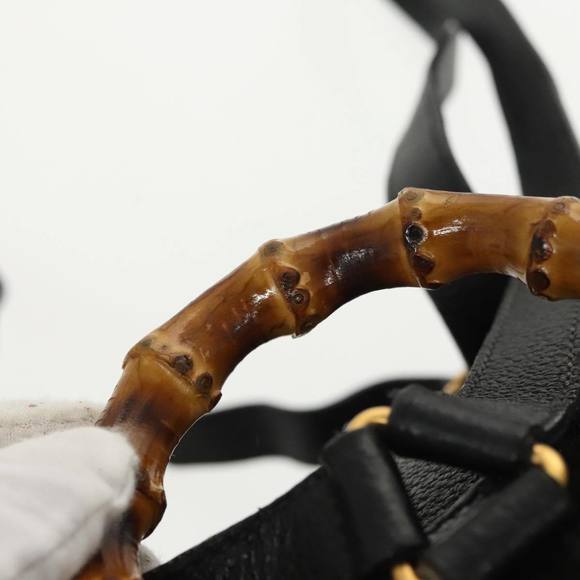 GUCCI Bamboo Backpack Suede Black Gold 003 1705 0030 Auth ep6590 - Picture 8 of 16